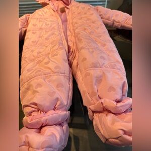 First Impressions Pink Heart Footed snowsuit